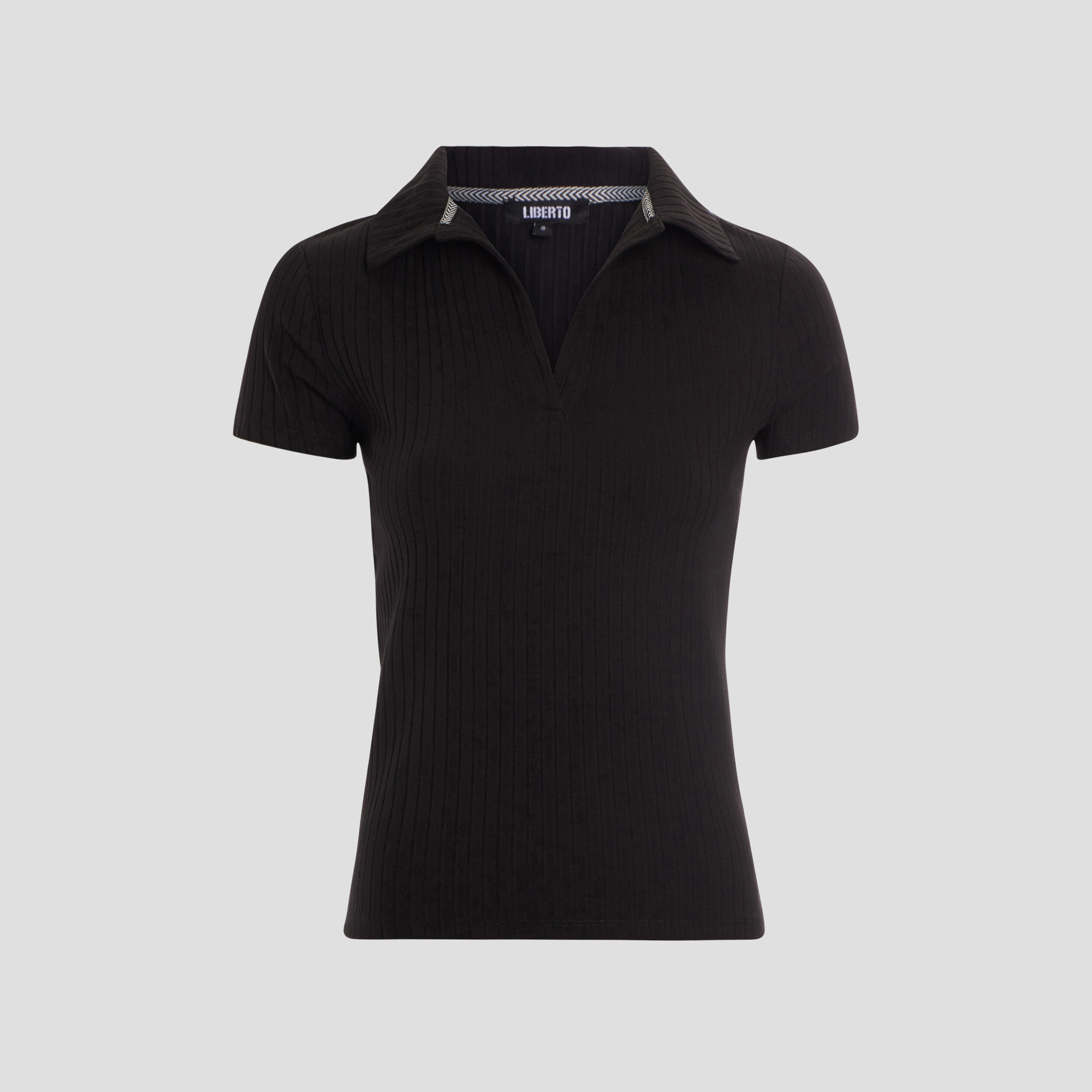 T-shirt col polo manches courtes noir femme | La Halle
