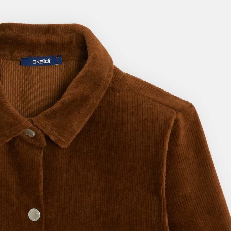 Robe-chemise en velours côtelé marron fille
