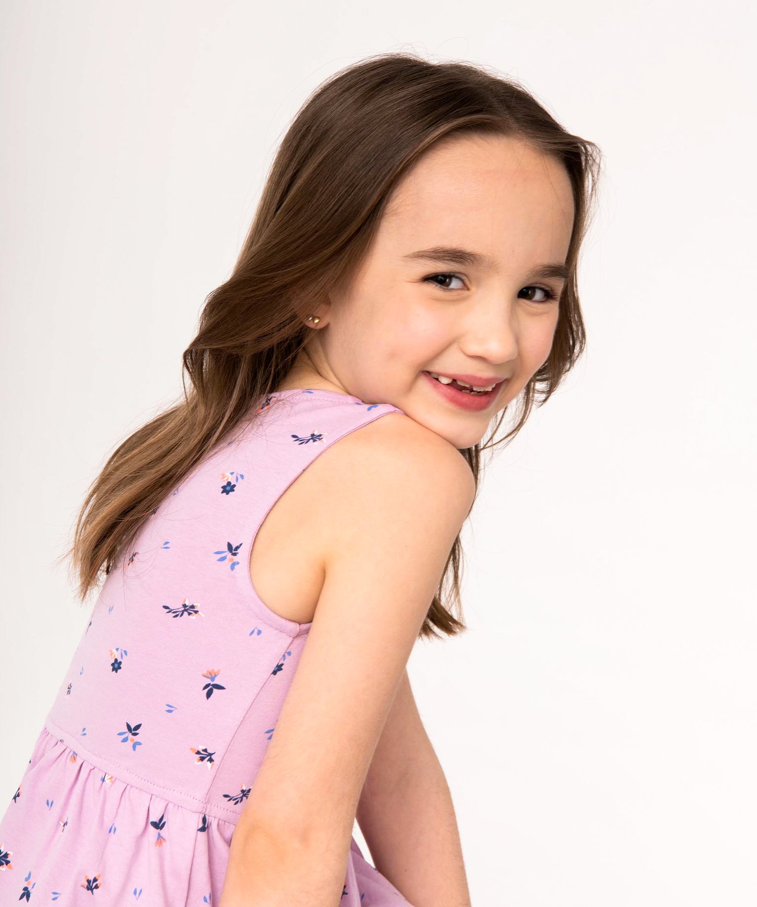 Robe fille sans manches à motifs violet | GEMO