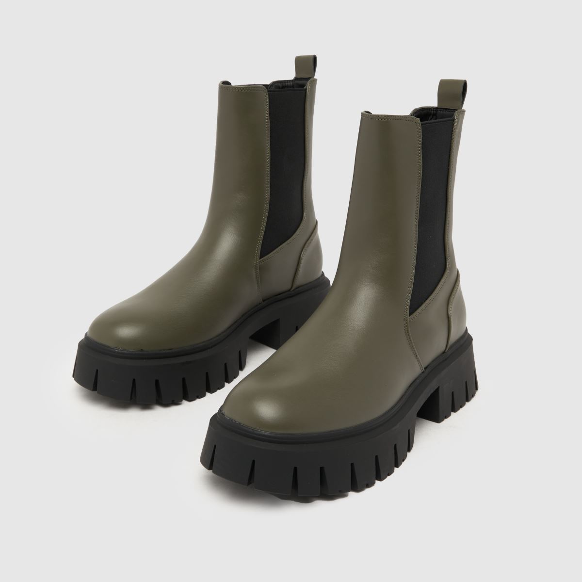 Schuh Amsterdam – Khakifärgade grova chelsea-stövlar