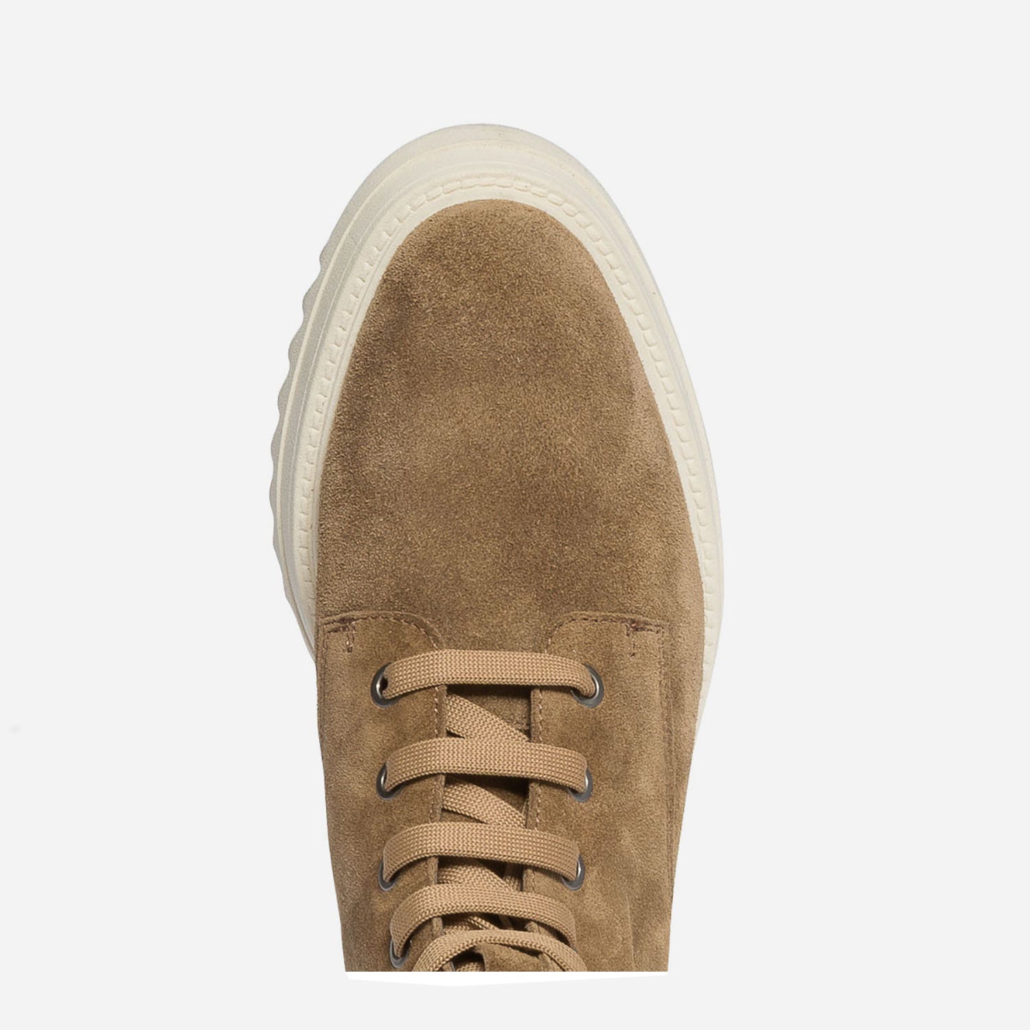 Boots à lacet TEXTO beige en cuir velours