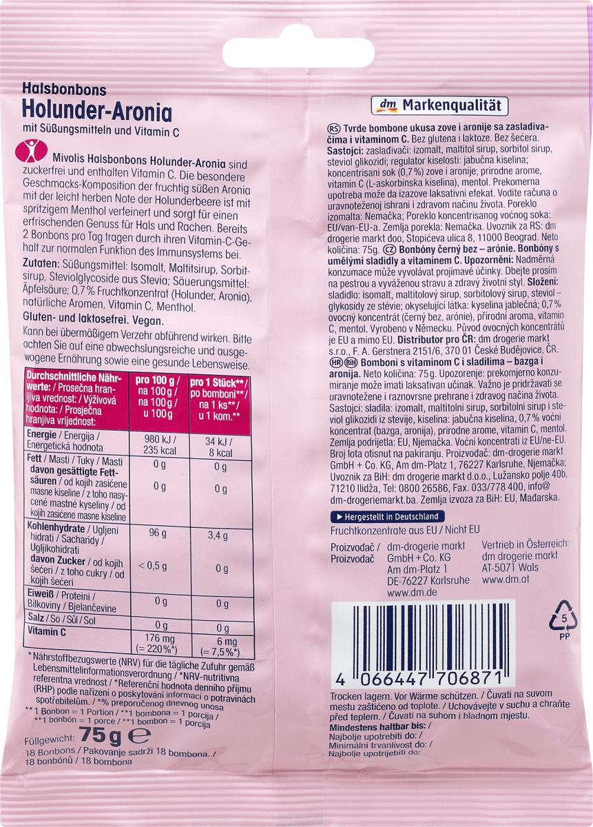 Halsbonbons, Holunder-Aronia, 75 g