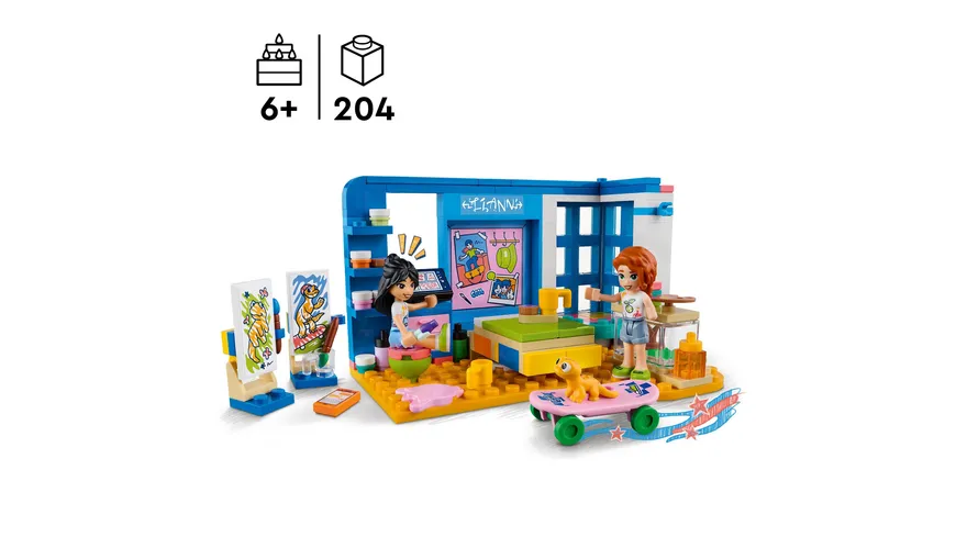 LEGO Friends 41739 Lianns Zimmer, Mini-Puppen und Spielzeug-Tier-Set