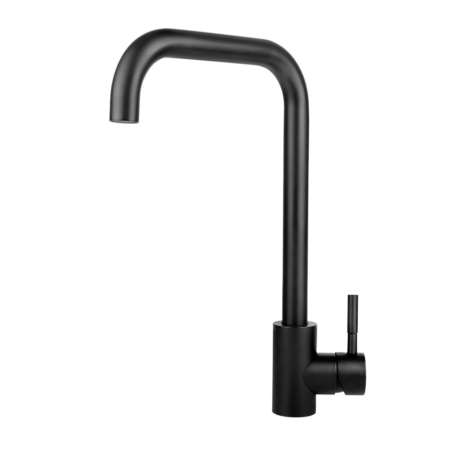 ZMH Waschtischarmatur 3 Stile Edelstahl Mischbatterie 360° Schwenkbar für Küche, Schwarz-Sieben-Förmig