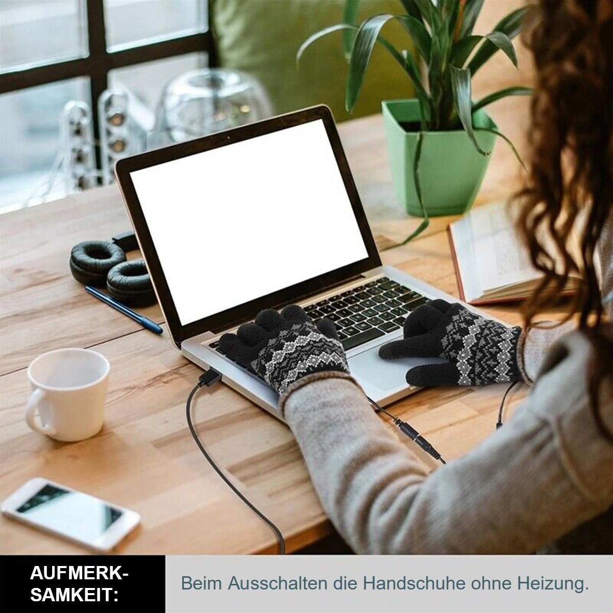 Yoyaxi Winter-Arbeitshandschuhe Gestrickte Handschuhe. Warme Fingerhandschuhe USB-beheizte Handschuhe für Männer und Frauen mit Touchscreen