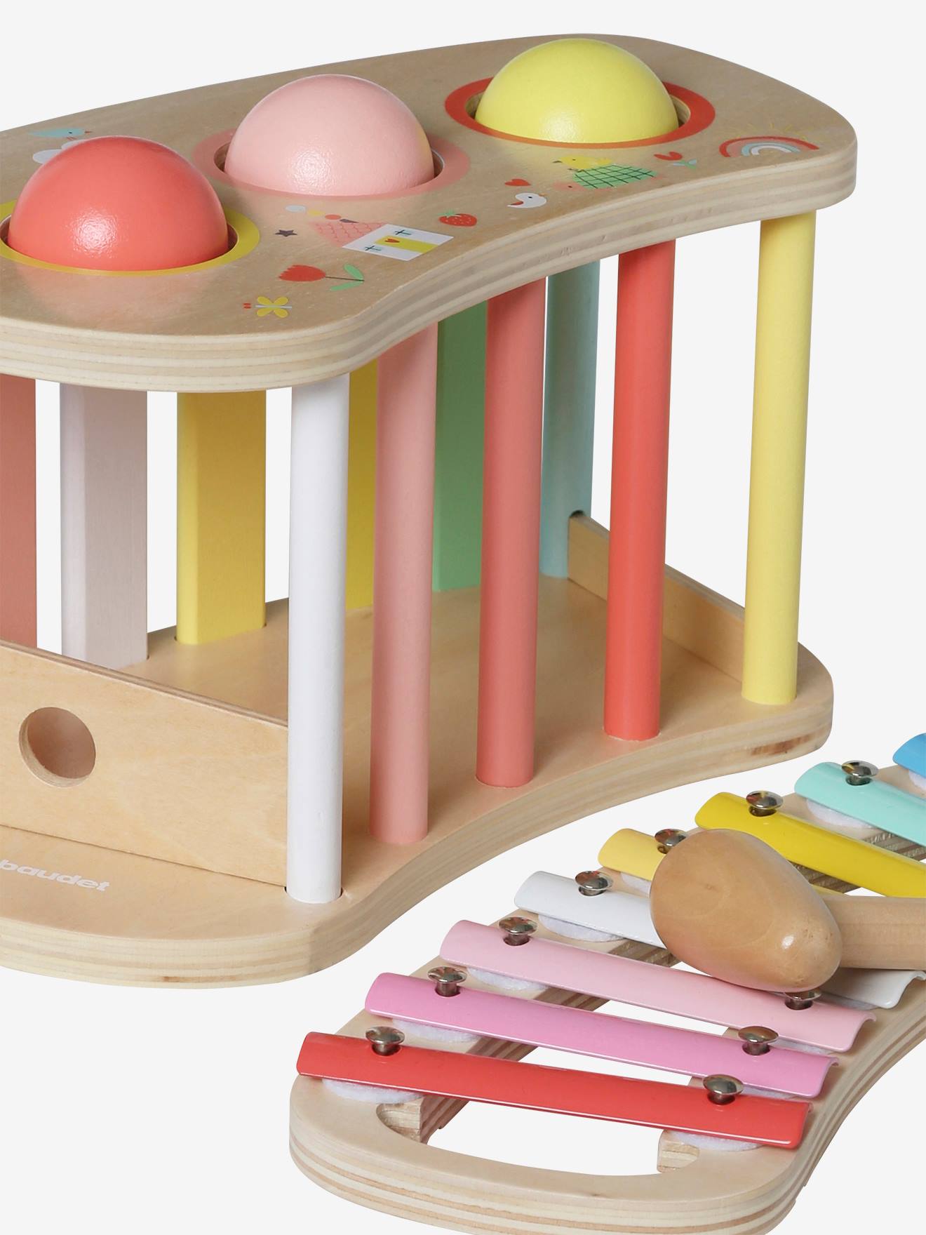 Tap tap xylophone 2 en 1 en bois FSC® rose