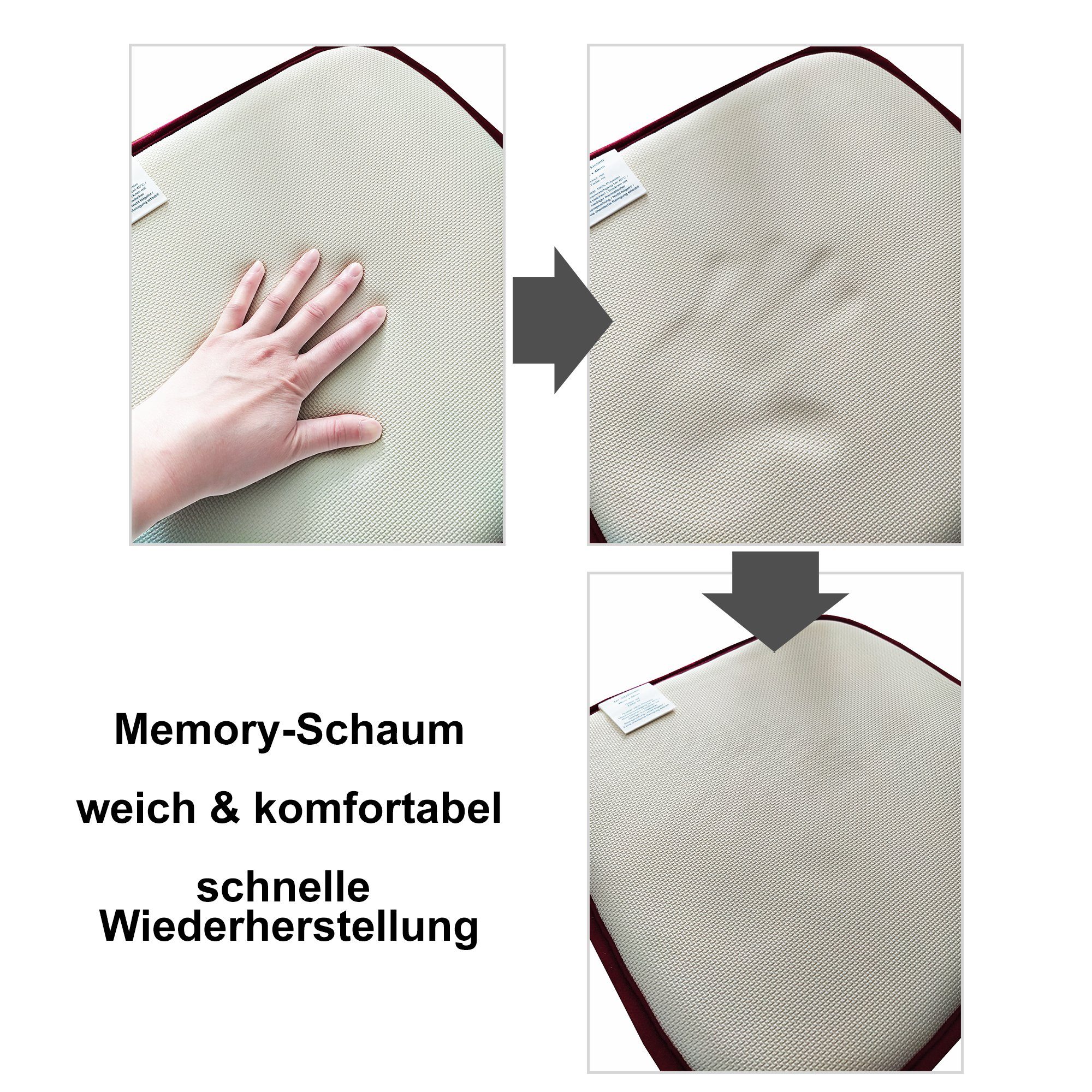 TRISENS Stuhlkissen Nika, Gel-Kissen Set 40x40 - Stuhlkissen mit modernem Memory-Schaumstoff