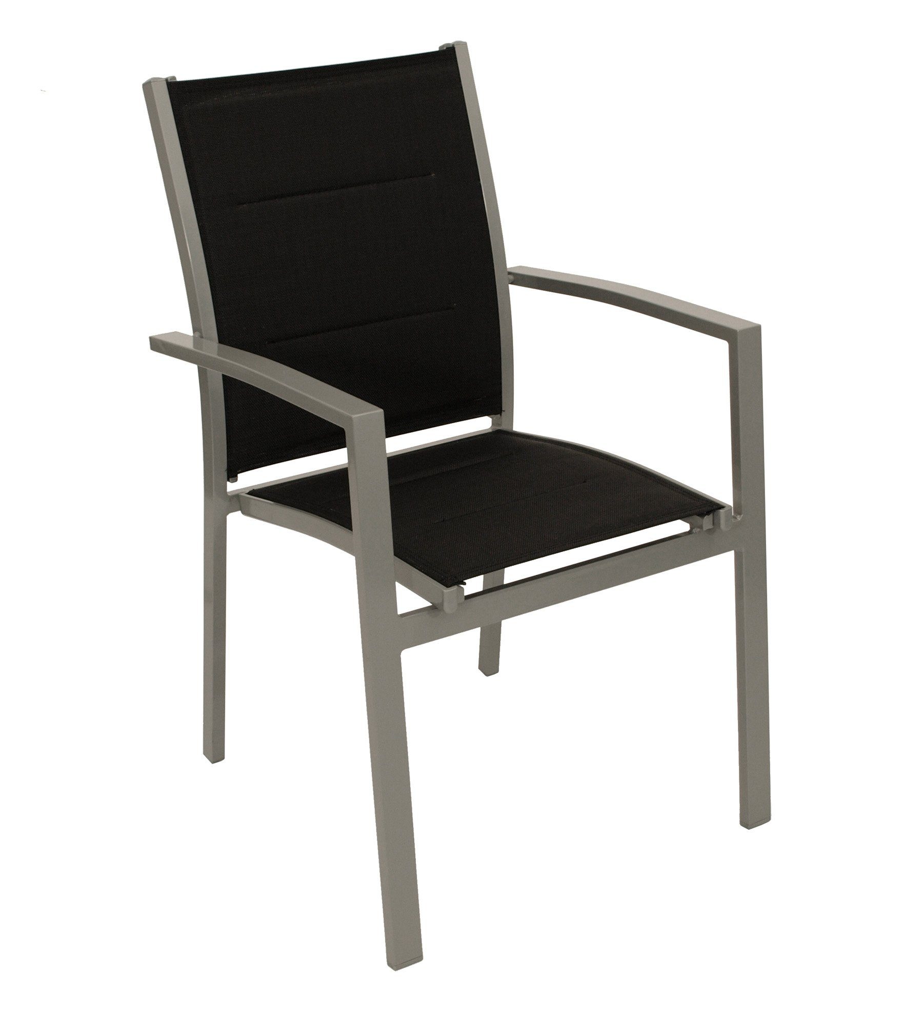 DEGAMO Garten-Essgruppe BAJAZZO 7-teilig, 6x Stapelsessel, 1x Ausziehtisch 175/245x100cm, Alu silbergrau