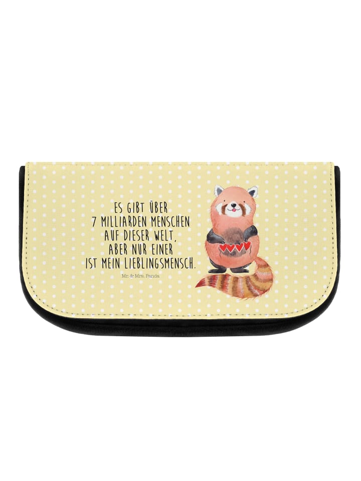 Mr. & Mrs. Panda Kosmetiktasche Roter Panda mit Spruch in Gelb Pastell günstig kaufen onesize