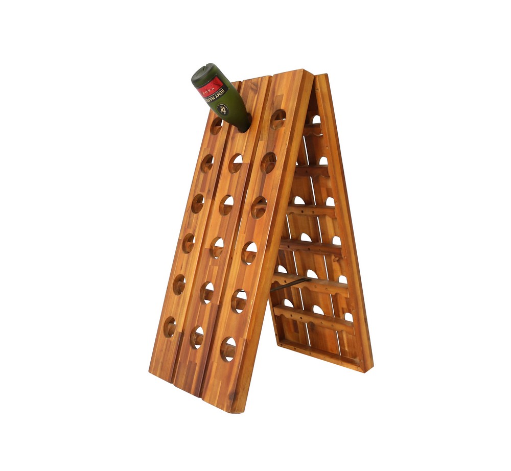 HC Garten & Freizeit faltbares Weinregal 36 Flaschen 87x 55x 39cm Akazienholz