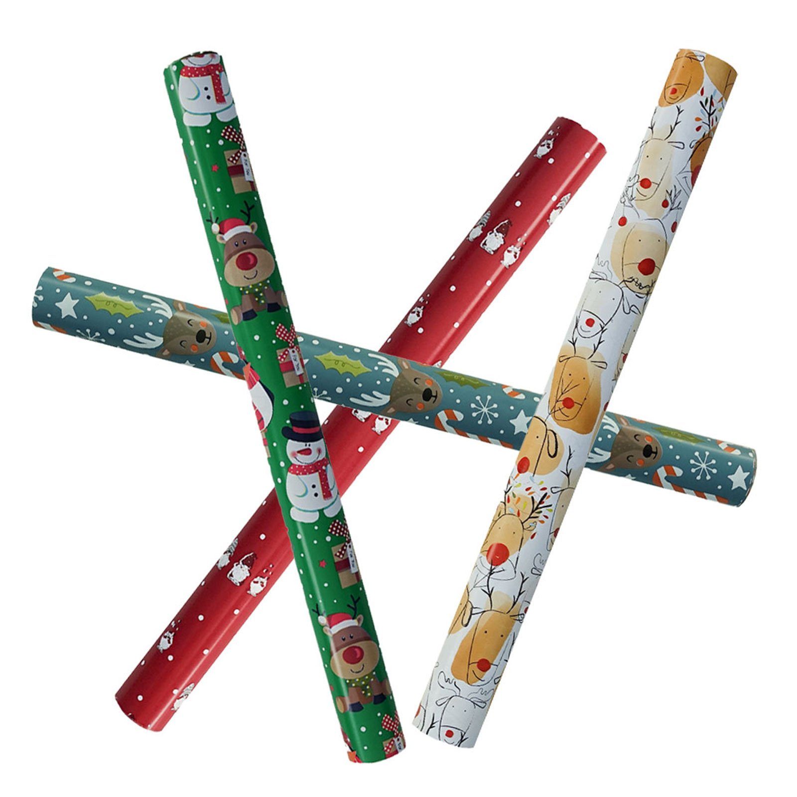 maDDma Geschenkpapier 4 Rollen Weihnachts-Geschenkpapier, Weihnachtsmix