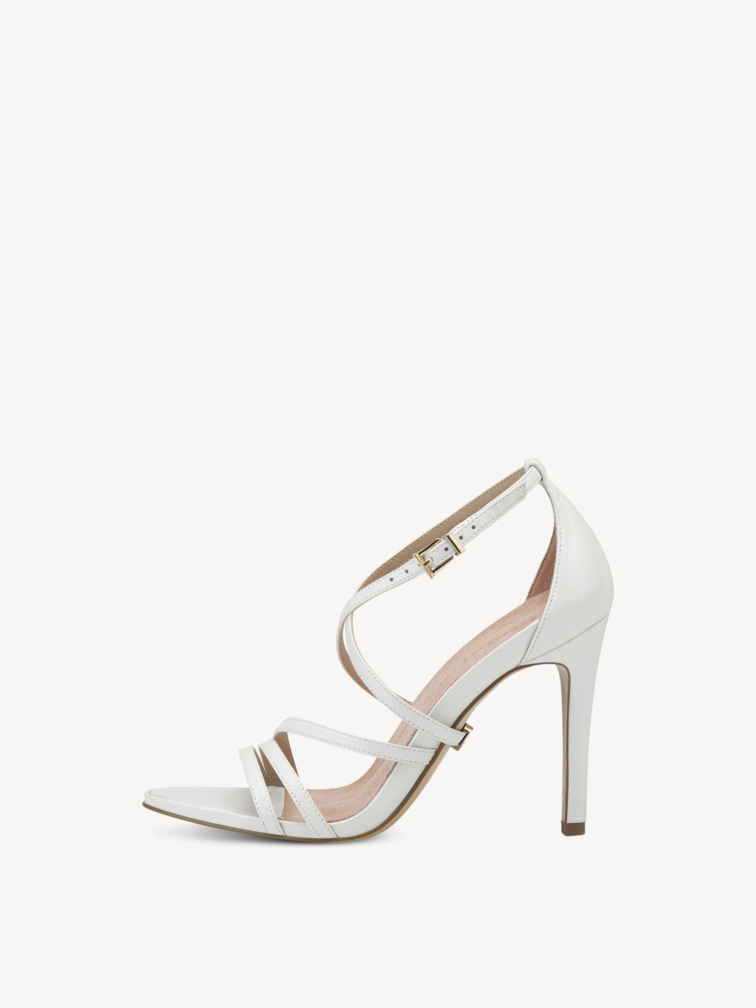 Sandale à talon en cuir - blanc