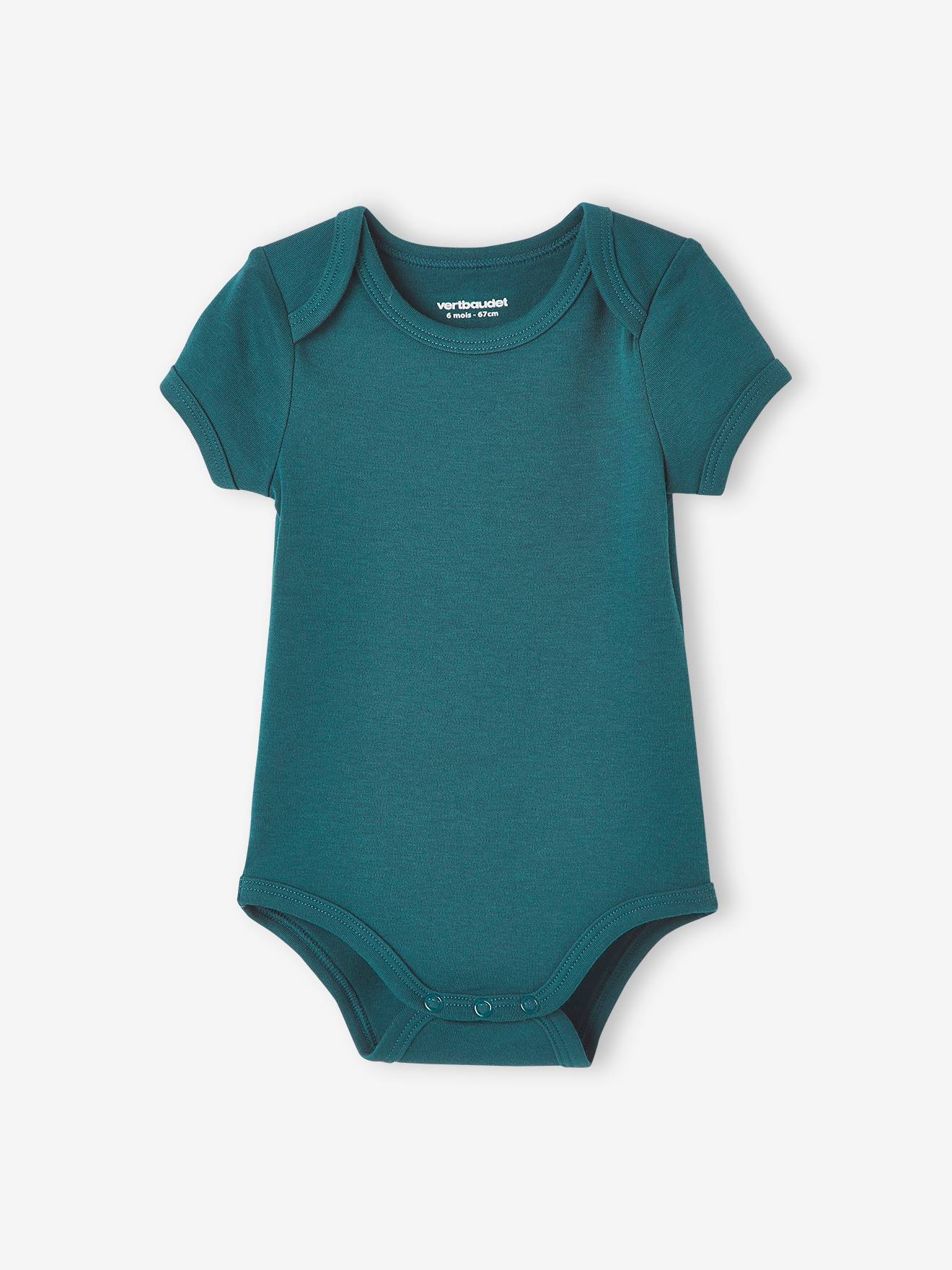 Lot de 7 bodies manches courtes ouverture US bébé BASICS lot bleu