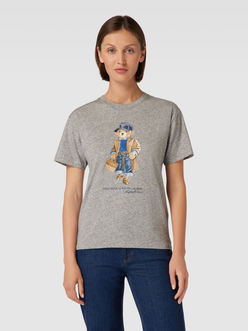 T-Shirt mit Motiv-Print in mittelgrau