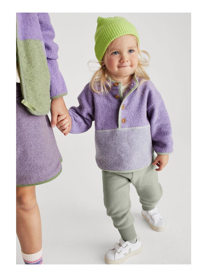 Hessnatur Fleece Sweater in lila günstig kaufen