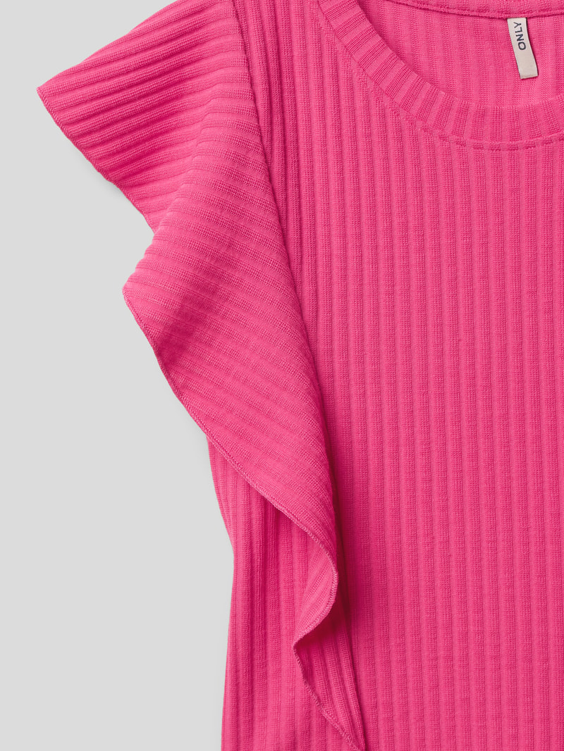 T-Shirt mit Volantärmel Modell 'KOGNELLA' in fuchsia