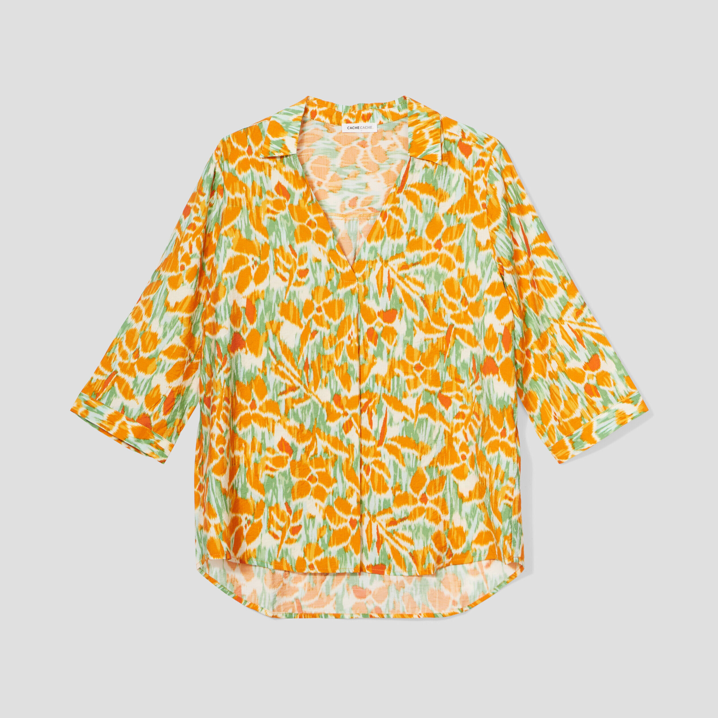 Blouse manches 3/4 vert femme | Cache Cache