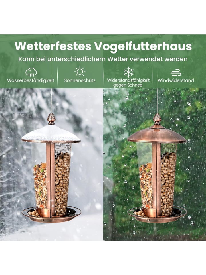 COSTWAY Vogelfutterhaus 2in1 in Bronze günstig kaufen onesize