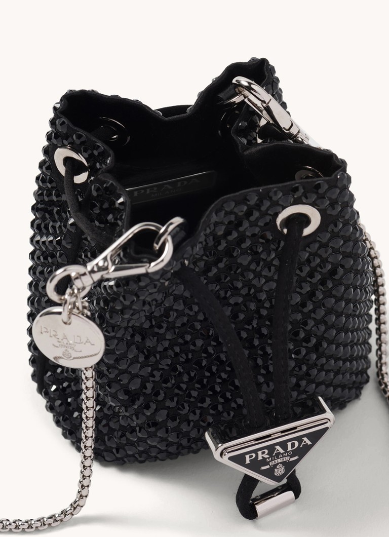 Prada Mini crossbody bag with leather details and rhinestones
