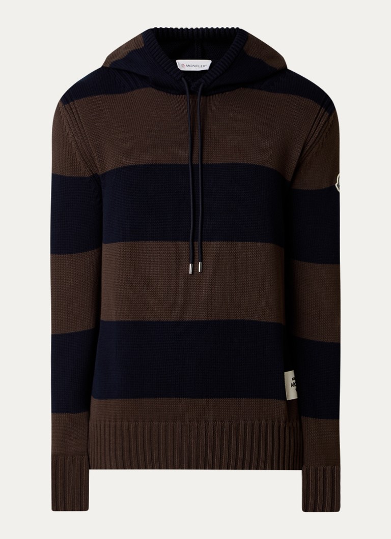 Hanorac Moncler tricotat gros cu dungi imprimate