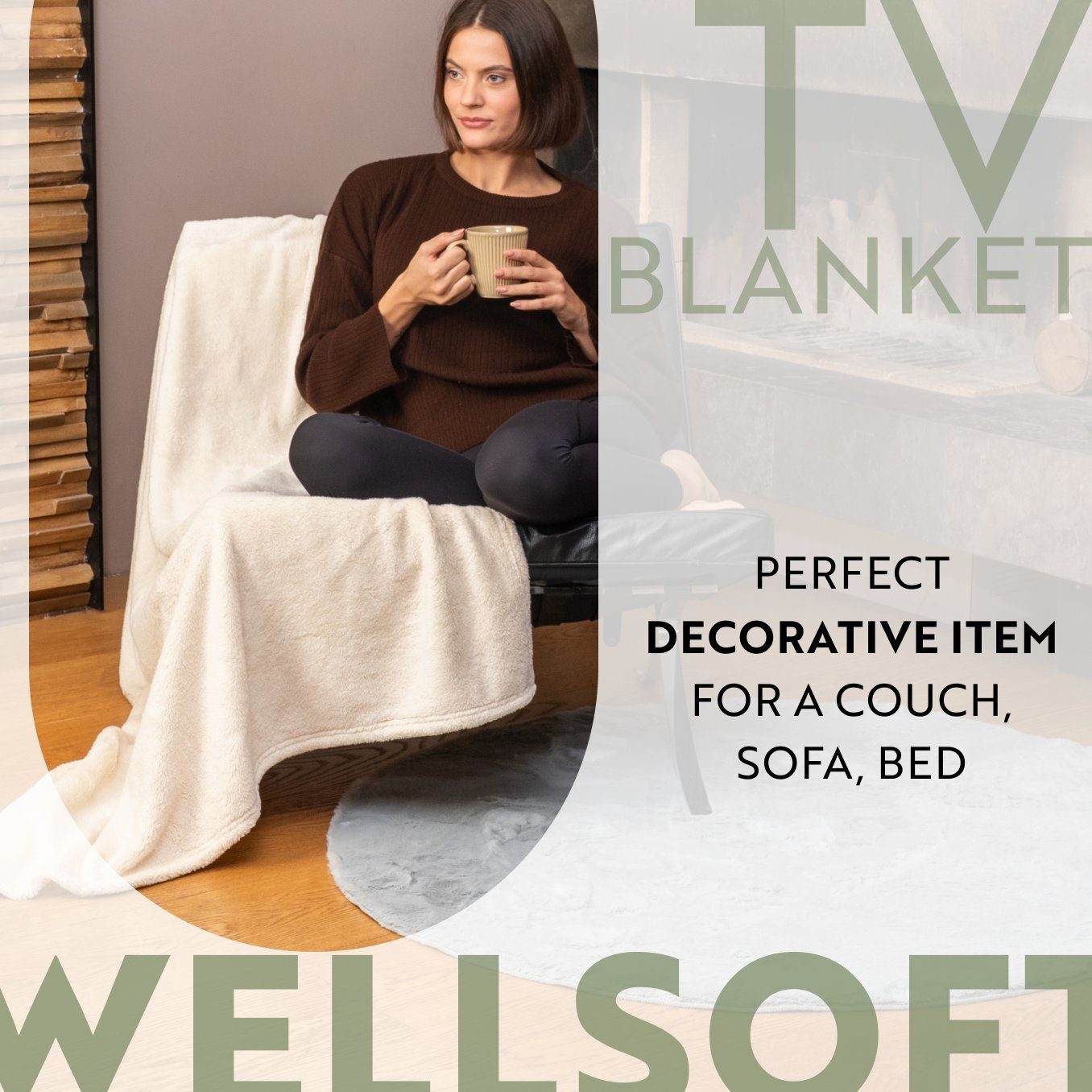 Wohndecke Fleecedecke, Warm Wolldecke, Weich Sofadecke, 120x170 cm, English Home
