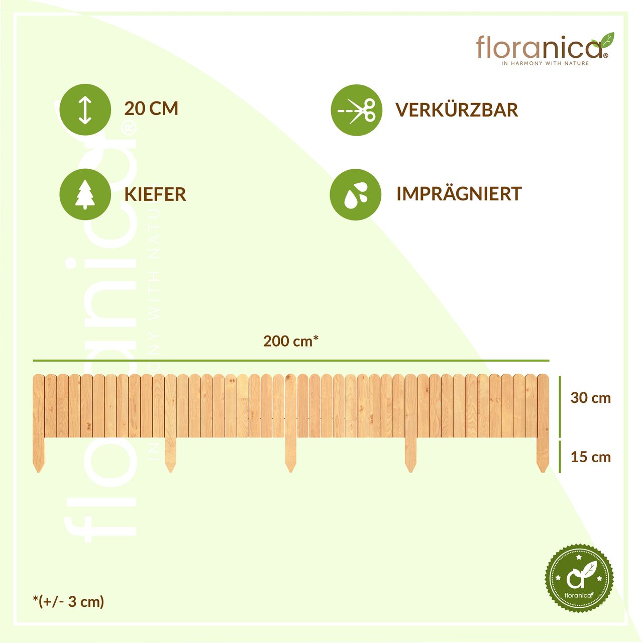 Pemicont Rollborder Flexibler Holzzaun Rolborder Beeteinfassung Rasenkante Gartenzaun