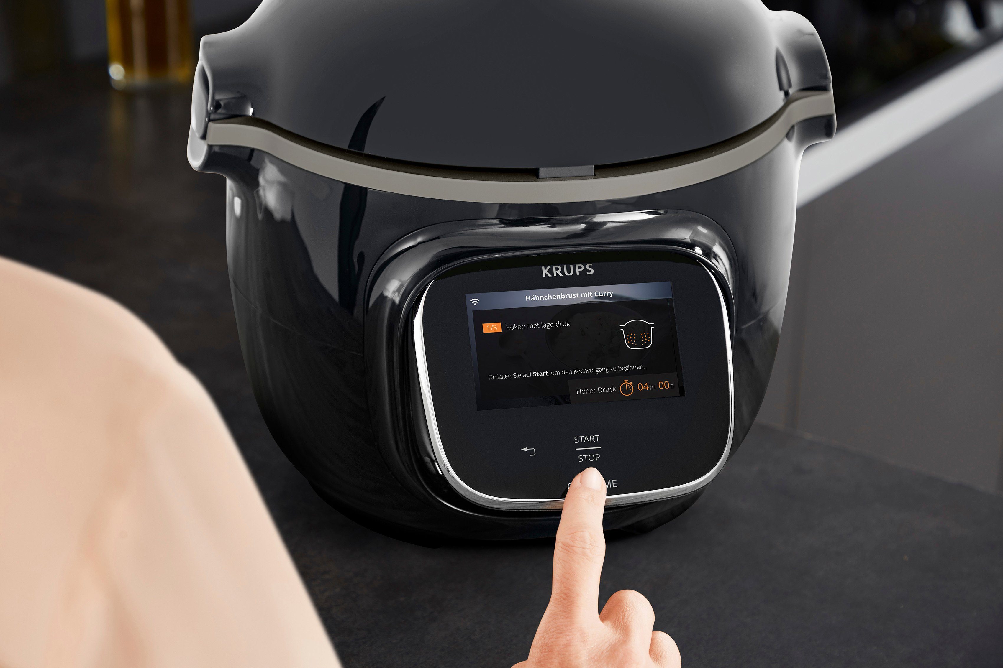 Krups Multikocher CZ9128 Cook4Me Touch, 1600 W, 6 l Schüssel, elektr. Schnellkochtopf, WLAN-fähig, 250 Rezepte, 13 Gareinstellungen