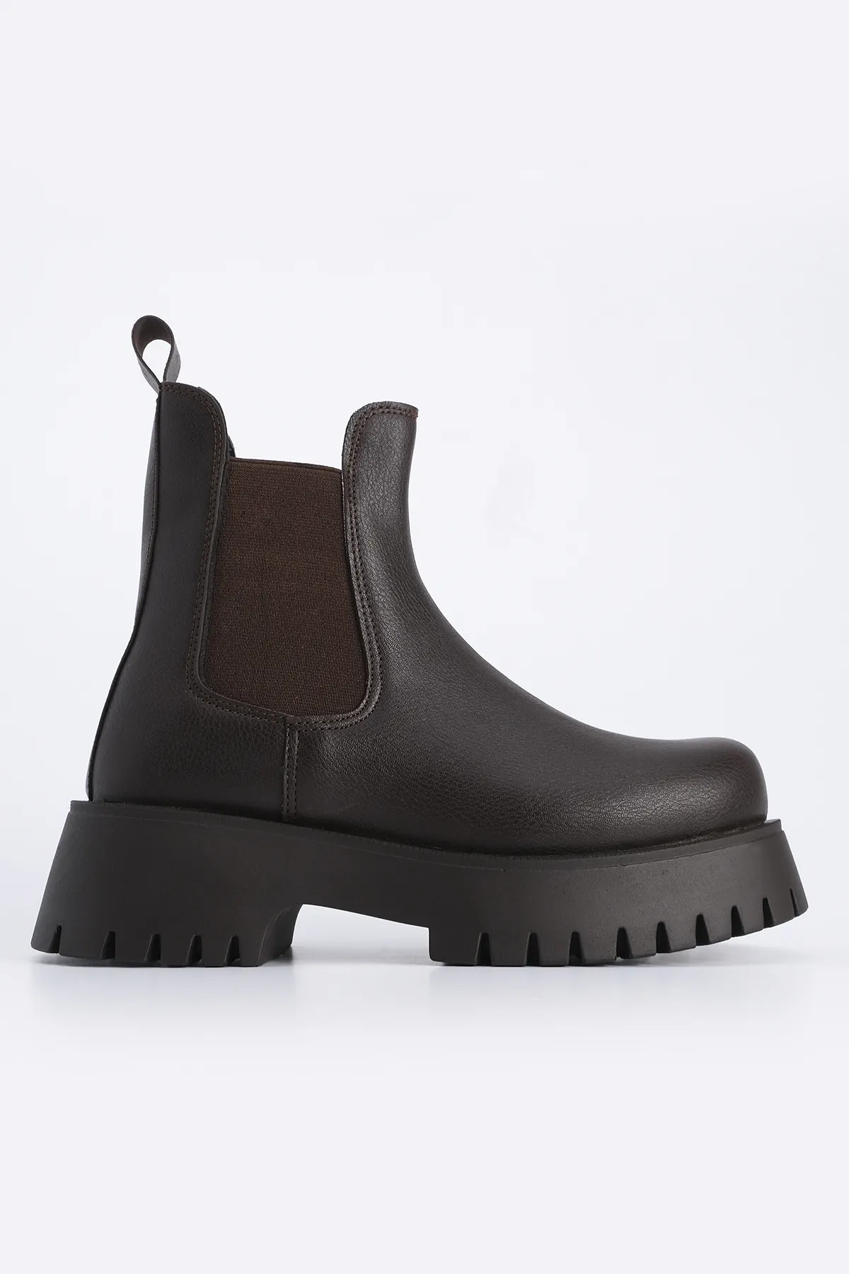 Marjin  Damen-Tagesstiefel mit dicker Sohle und elastischem Seitenband Kolev Brown