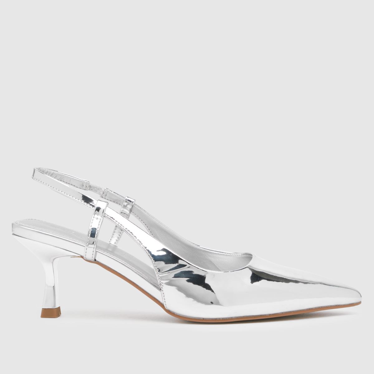 Schuh – Serena – Silverfärgade högklackade skor med slingback