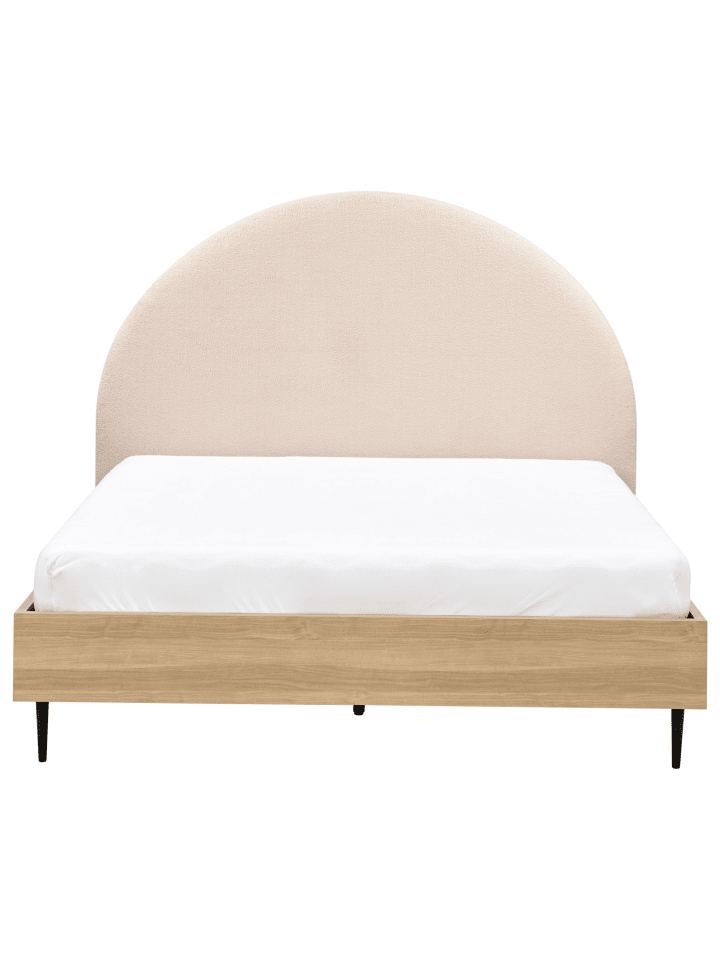 Beliani Doppelbett MILLAY in Beige/Heller Holzfarbton/Schwarz günstig kaufen onesize