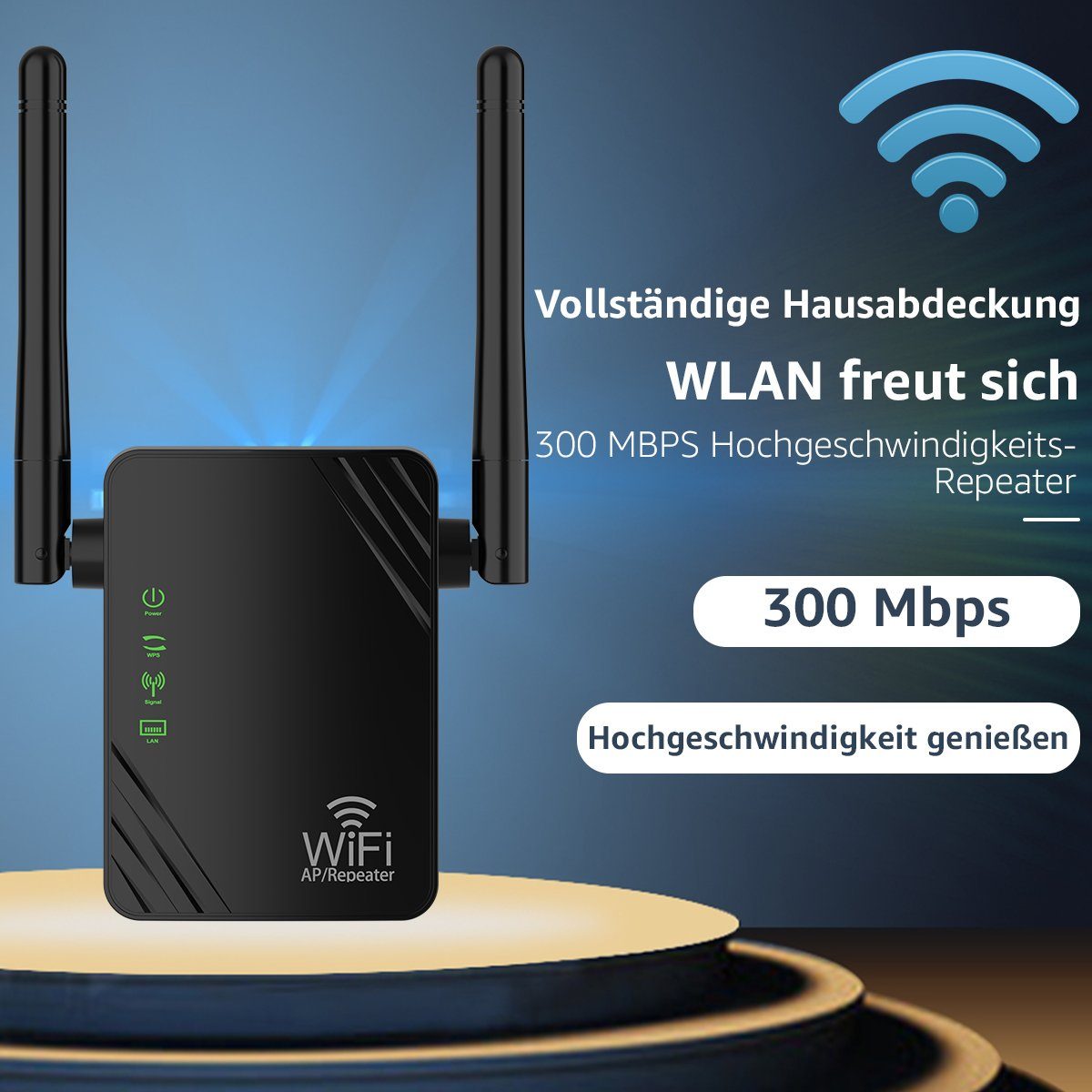 7Magic WLAN Verstärker Repeater 300Mbit/s 2,4GHz Wi-Fi Range Extender WLAN-Repeater, WiFi Booster mit WPS, 100 m² WLAN Abdeckung
