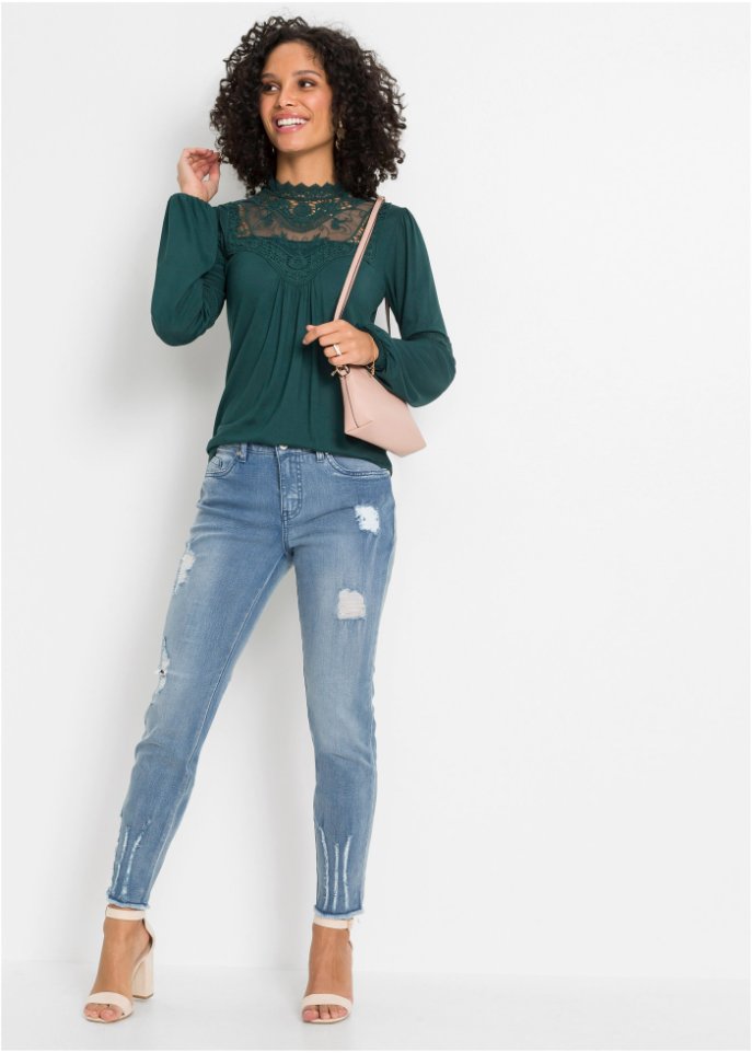 Langarmshirt mit Spitze