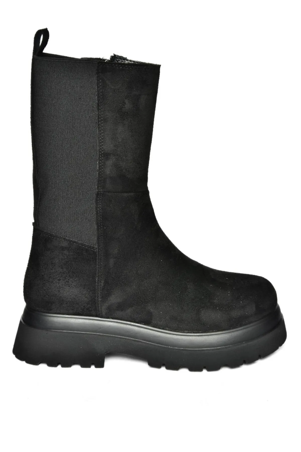 Fox Shoes  R267043102 Schwarze Wildleder-Stretch-Damenstiefel mit dicken Sohlen