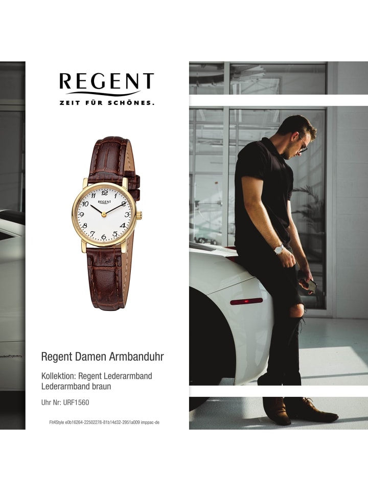 Regent Analog-Armbanduhr Regent Lederarmband braun klein (ca. 26,5mm) günstig kaufen onesize