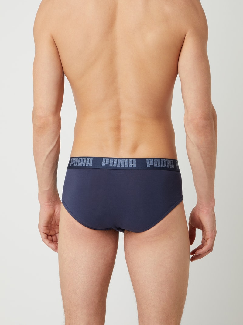 Slip mit Stretch-Anteil im 2er-Pack in blau meliert