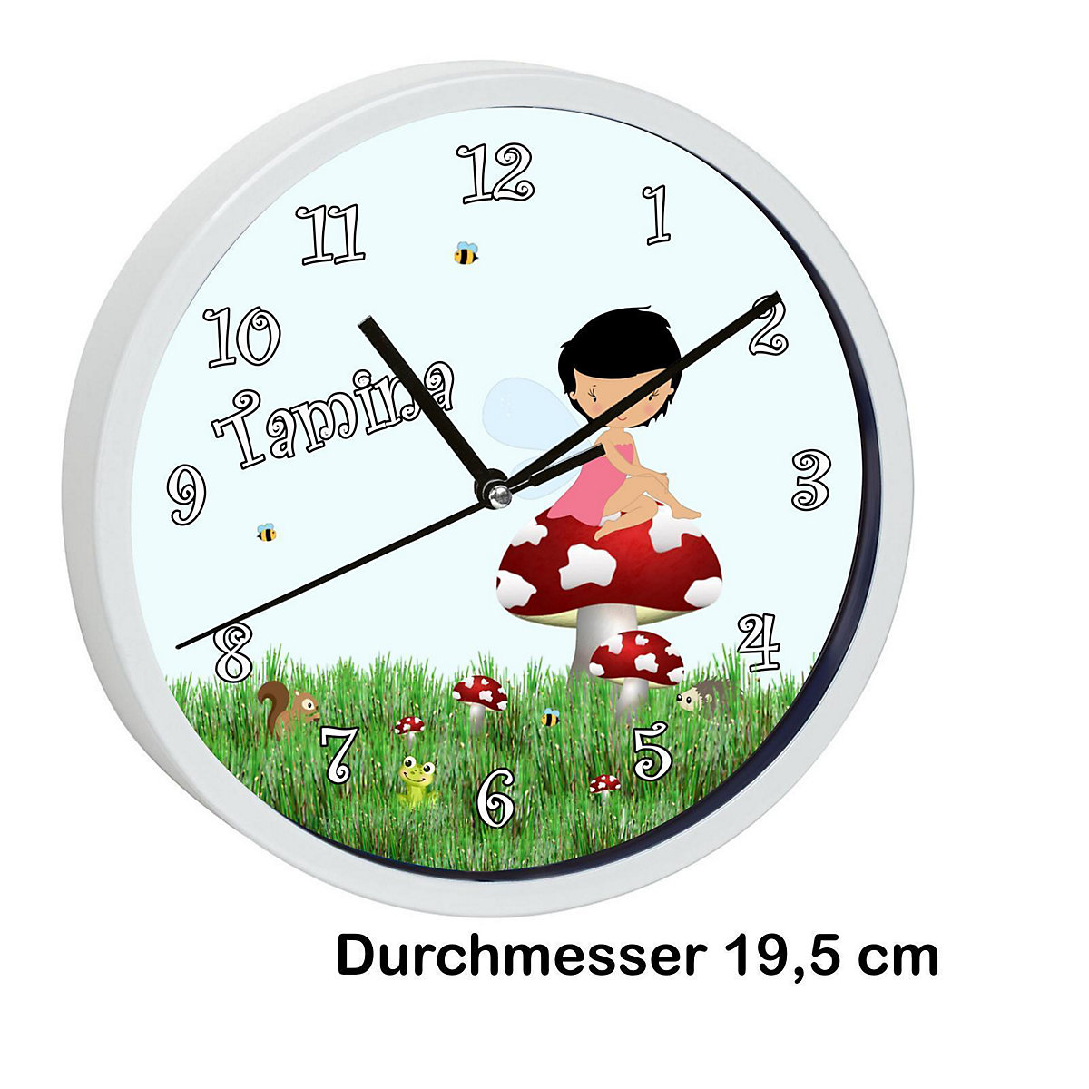 Kinder Wanduhr personalisiert mit Name Waldfee