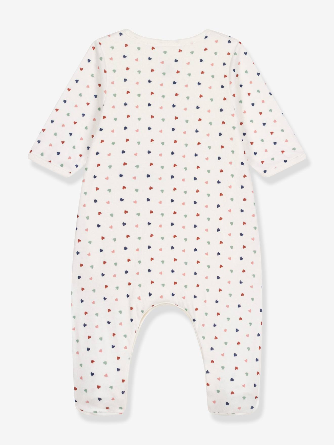 Petit Bateau 2-in-1-Strampler mit Body PETIT BATEAU, Herzen - weiß bedruckt