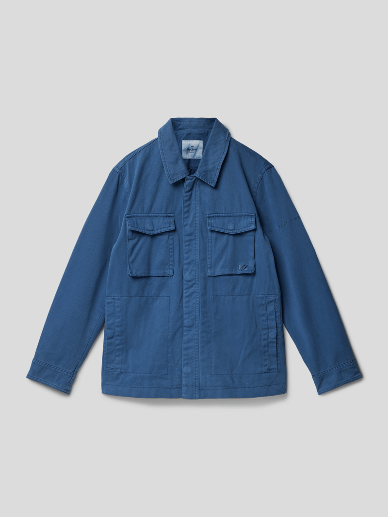 Hemdjacke mit verdeckter Knopfleiste Modell 'DYLAN' in marineblau