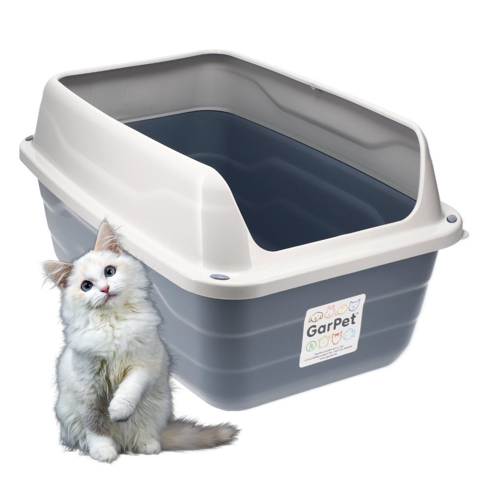 GarPet Katzentoilette XXL Extra hohe Katzentoilette offene Katzenklo mit hohem Rand