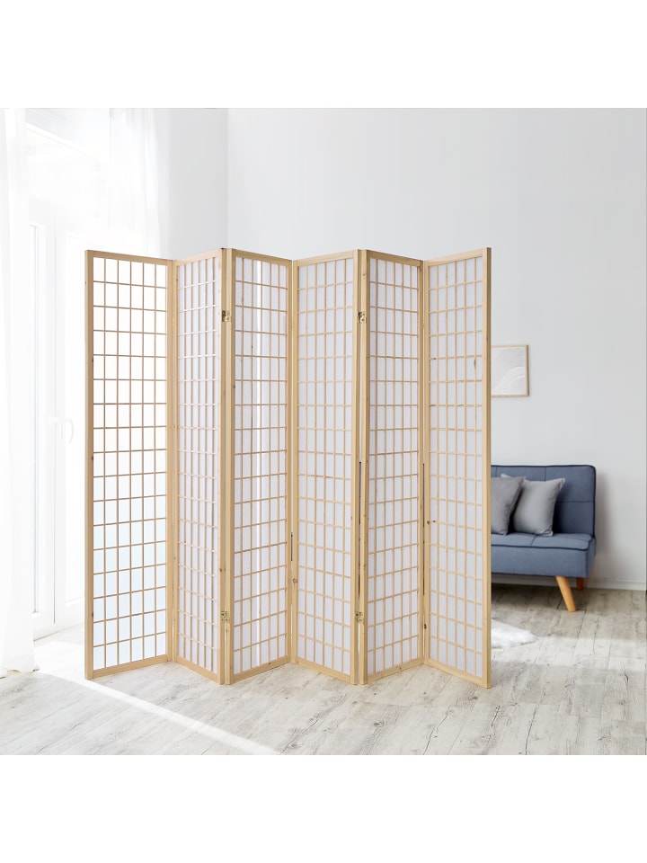 Homestyle4u 6-tlg Paravent in Braun 264x175 günstig kaufen onesize
