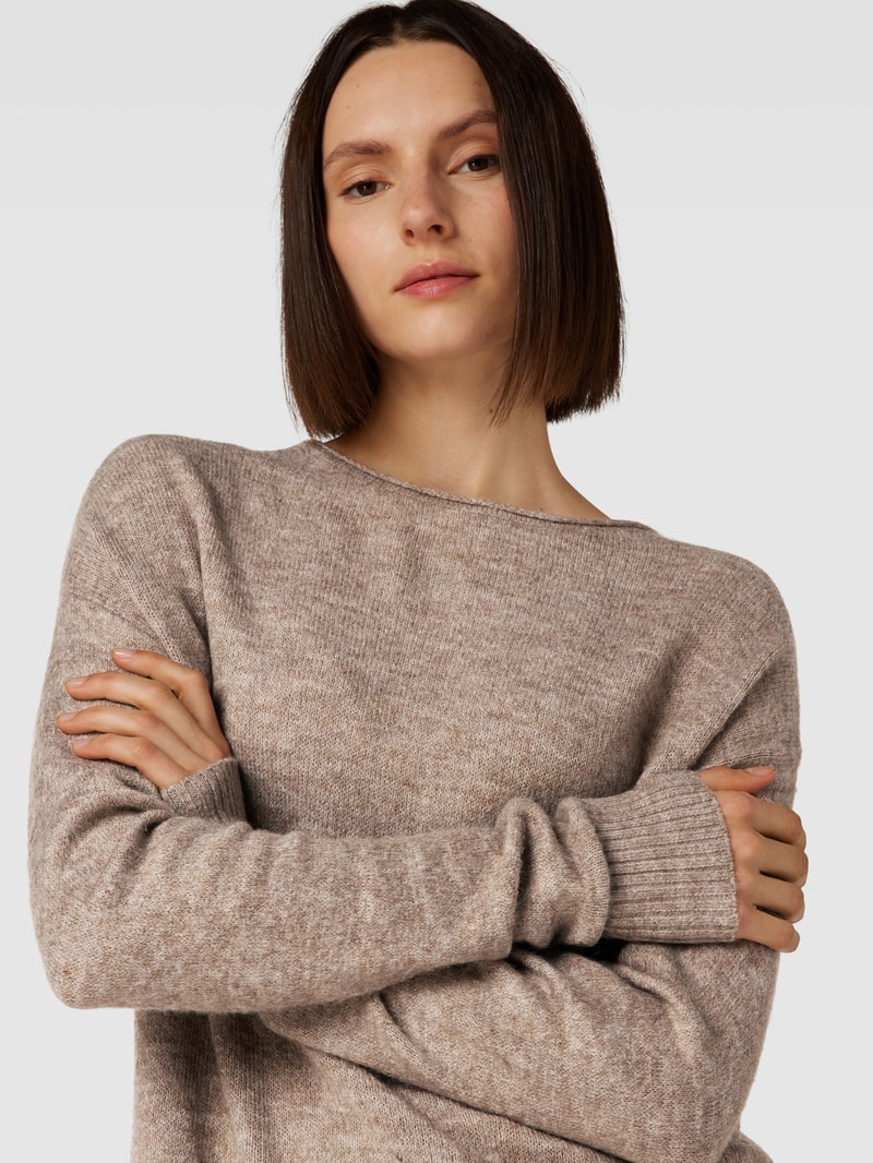 Strickpullover in melierter Optik in taupe meliert