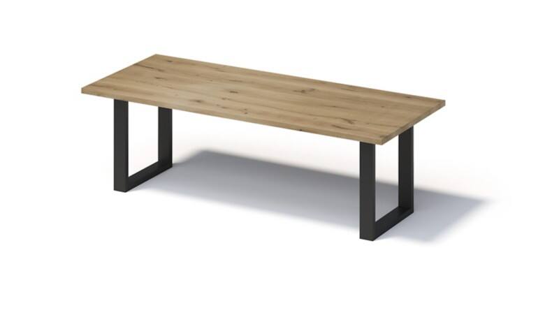 Bisley Fortis Table Regular, 2400 x 1000 mm, gerade Kante, geölte Oberfläche, O-Gestell, Oberfläche: P natürlich / Gestellfarbe: 333 schwarz