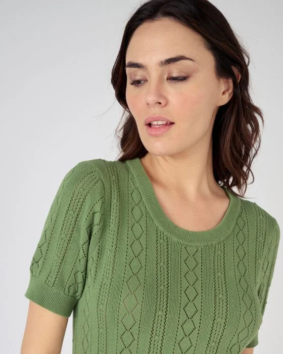 Pull ajouré manches courtes