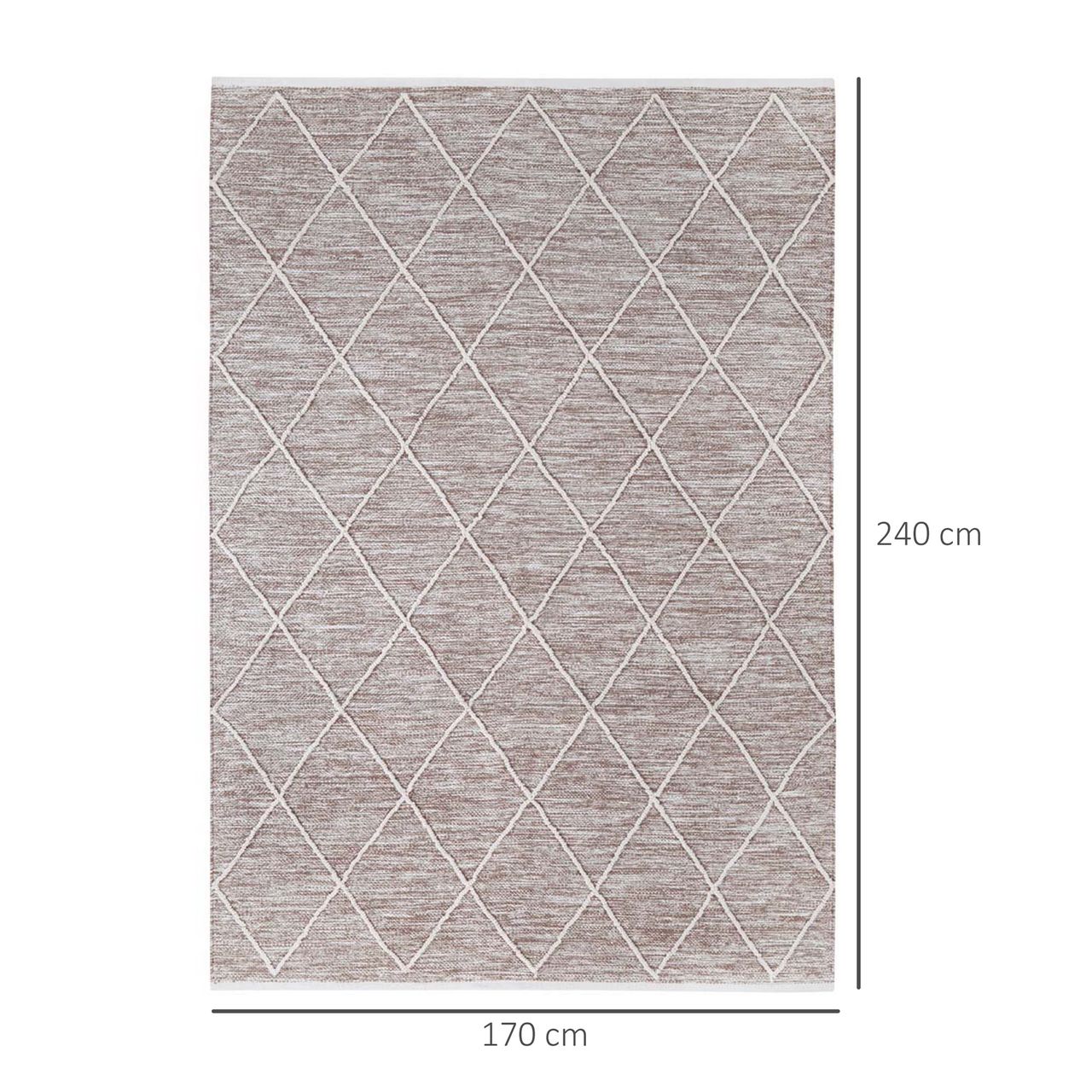 HOMCOM Teppich aus Baumwolle Braun 240 x 170 x 0,7 cm