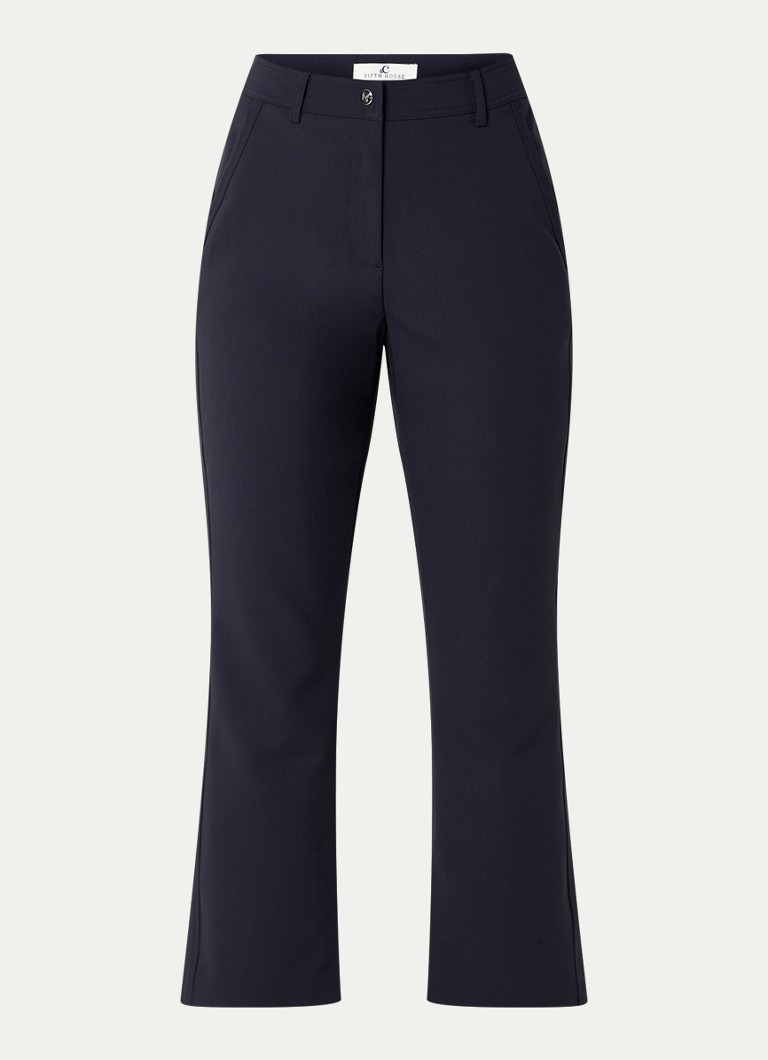 Pantaloni cropped a zampa d'elefante a vita media modello Cora di Fifth House con tasche laterali