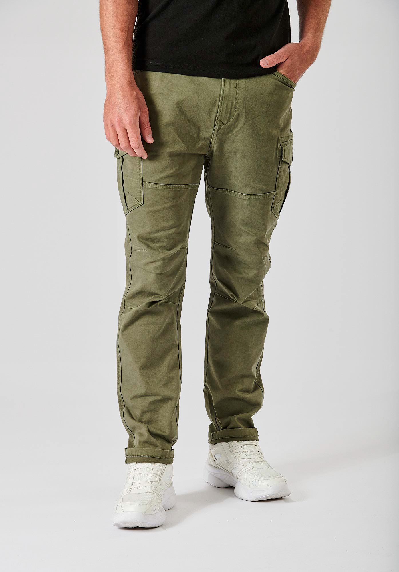 KALIS  Jean relaxed straight kaki homme