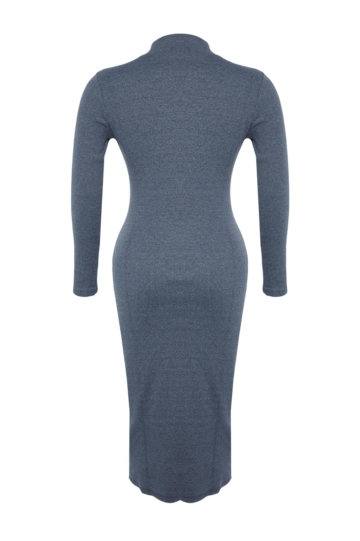Trendyol Curve  Indigofarbenes Midi-Strickkleid mit Schlitz TBBAW23AH00017