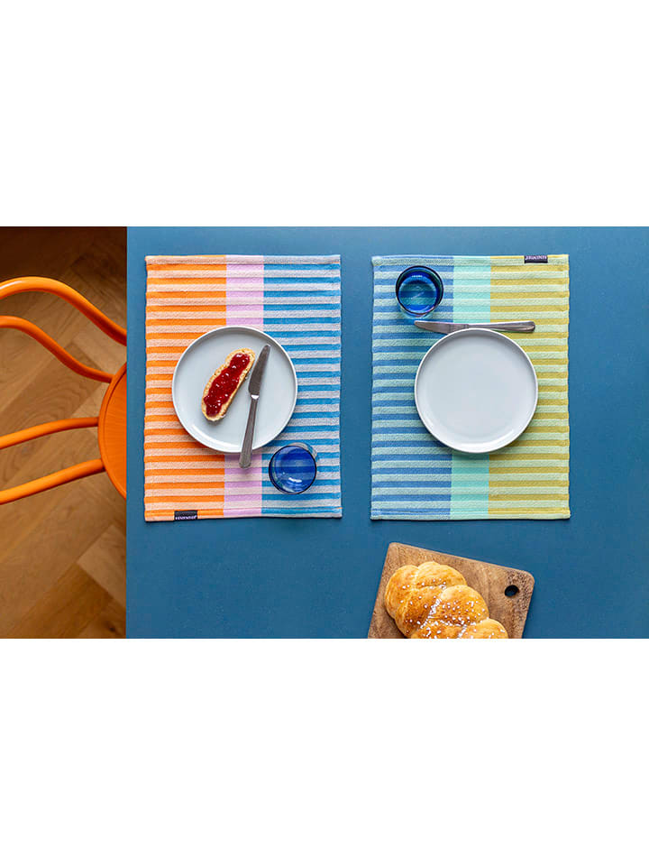 Remember 2er-Set: Tischsets ''Hugo'' in Blau/ Türkis/ Oliv - (L)43,5 x (B)32 cm günstig kaufen onesize