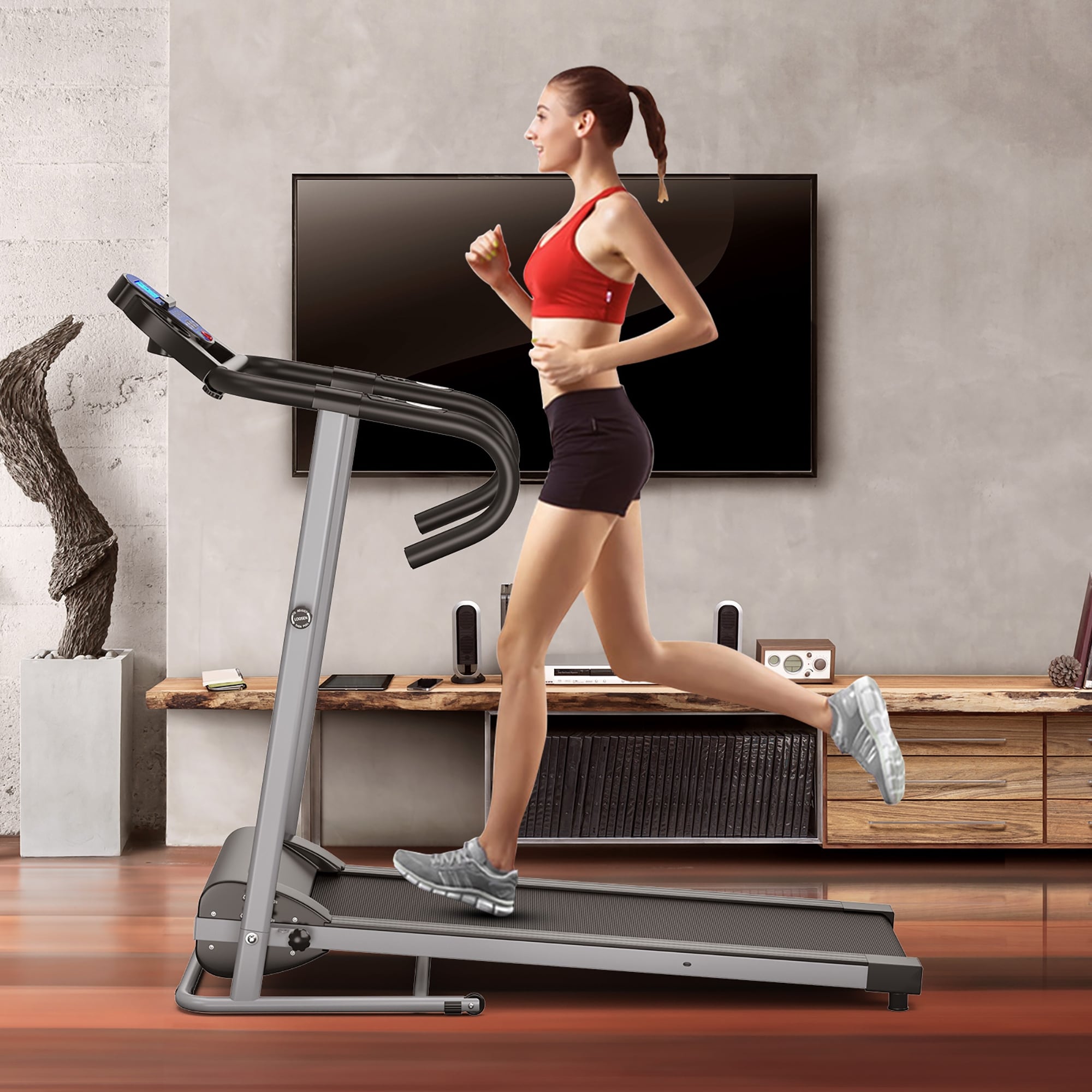 Goplus 1100W Folding Treadmill Electric Support Motorized Power
