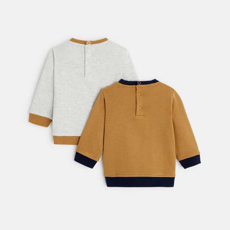Sweat maille molleton uni gris bébé garçon